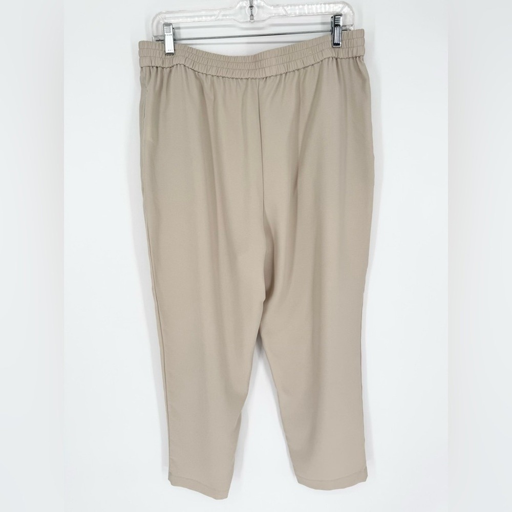 ZARA Flowy Ankle Pants Drawstring Tapered Leg Relaxed Fit Cream/Ivory Size L - Picture 10 of 13